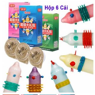 Bao cao su siêu gai hộp 6 chiếc 6 kiểu dáng khác nhau
