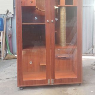 Chuồng Mèo M3H439, Nhà Cho Thú Cưng Gỗ MDF Chống Nước Với Ổ Mèo, Trụ Cào Móng