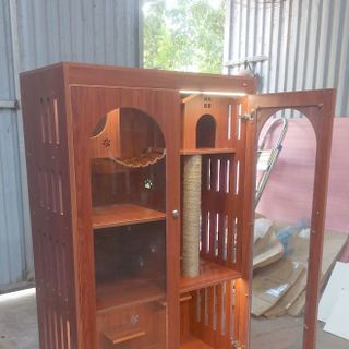 Chuồng Mèo M3H439, Nhà Cho Thú Cưng Gỗ MDF Chống Nước Với Ổ Mèo, Trụ Cào Móng