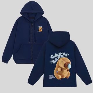 Áo khoác + Áo Hoodie  in CaPyBaRa hình in xịn, bền chắc chất nỉ bông dày mịn giá sỉ