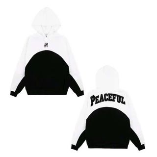 Áo hoodie thêu chữ PEACEFUL nỉ pe dày mềm mịn, form rộng