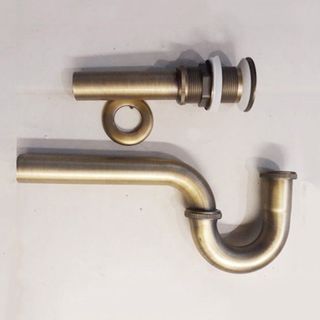 Bộ xả lavabo màu đồng cổ kiểu chữ P nút nhấn bật lên mã S01PC kiểu xả kín