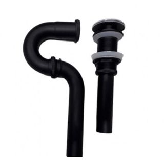 Bộ xả lavabo màu đen Sebas X269B kiểu xả kín không có lỗ thoát tràn bằng đồng sơn tĩnh điện phong cách châu Âu