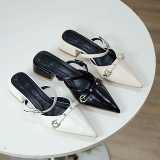 Guốc Sục Gót Vuông 3p Bít Mũi HADU GD172 Da Êm Mềm Đế Chống Trơn BH 24T