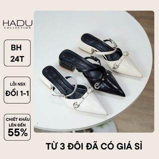 Guốc Sục Gót Vuông 3p Bít Mũi HADU GD172 Da Êm Mềm Đế Chống Trơn BH 24T