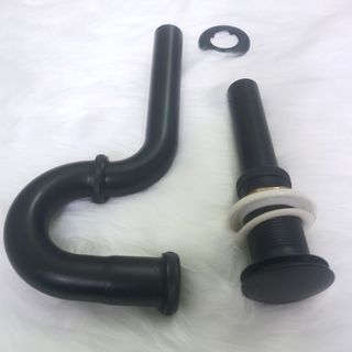 Bộ xả lavabo màu đen Sebas X269B kiểu xả kín không có lỗ thoát tràn bằng đồng sơn tĩnh điện phong cách châu Âu