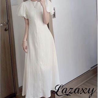 Váy Đầm tay bồng dáng dài chiết eo tone dáng, váy nữ phong cách tiểu thư dịu dàng dáng dài maxi Lazaxy