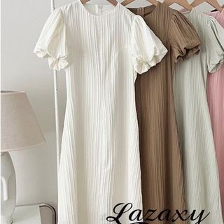 Váy Đầm tay bồng dáng dài chiết eo tone dáng, váy nữ phong cách tiểu thư dịu dàng dáng dài maxi Lazaxy