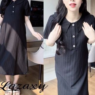 Váy, Đầm Suông Cổ Sen Chất Đũi Gân From Rộng Chất Mát Mặc Hè phù hợp bầu bí đi biển Lazaxy