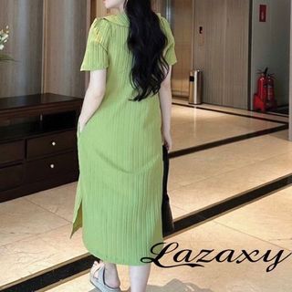 Váy, Đầm Suông Cổ Sen Chất Đũi Gân From Rộng Chất Mát Mặc Hè phù hợp bầu bí đi biển Lazaxy