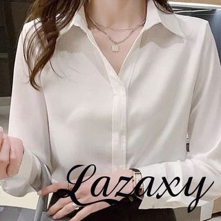 Áo Sơ Mi Dài Tay Nữ Lụa Kiểu Công Sở Có Nẹp Giấu Khuy, Sơ Mi Giấu Nút Lazaxy