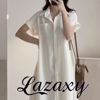 Váy Đầm Sơ Mi Chất Đũi Gân From Rộng Dáng Dài Mặc Hè Mát Lazaxy phù hợp đi chơi dạo phố Bigsize