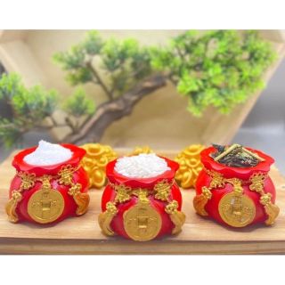 Hũ đựng muối, gạo tài lộc, hũ đựng tiền thần tài bày ban gia tiên, ban thần tài.có kèm video ảnh thật shop chụp