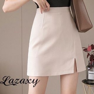 Chân Váy Chữ A Xẻ Tà Lazaxy Ngắn Lưng Cao Vải Cotton cao cấp, Váy A xẻ ngắn siêu tôn dáng