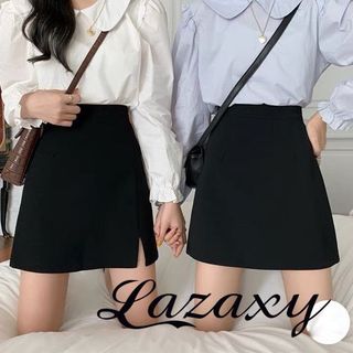Chân Váy Chữ A Xẻ Tà Lazaxy Ngắn Lưng Cao Vải Cotton cao cấp, Váy A xẻ ngắn siêu tôn dáng