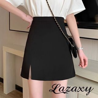 Chân Váy Chữ A Xẻ Tà Lazaxy Ngắn Lưng Cao Vải Cotton cao cấp, Váy A xẻ ngắn siêu tôn dáng