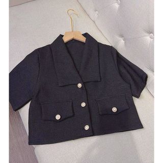 Áo Blazer Nữ Áo Blazer Hai Hàng Nút Tay Ngắn Nhẹ Thời Trang Áo Khoác Nữ Áo Kiểu Vest Lazaxy