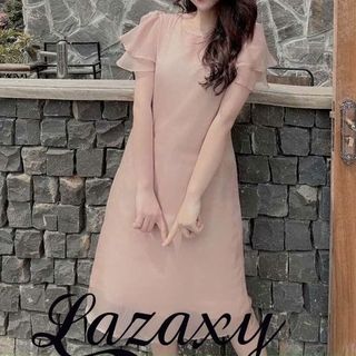 Váy đầm bầu thiết kế 2 lớp dáng suông, Đầm dự tiệc cao cấp vải voan tơ nến Lazaxy đủ size 50-75kg
