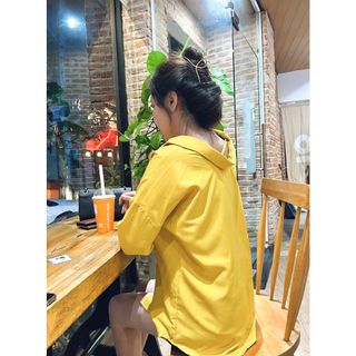 Áo sơ mi nữ dài tay Lazaxy chất vải lụa, áo sơ mi nữ fom rộng tay dài hàng có sẵn
