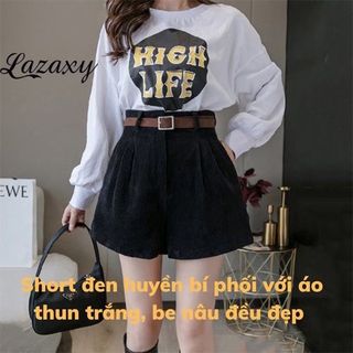Quần Short Nữ Nhung Tăm Lazaxy  Ấm Đẹp phù hợp đi chơi, dáng chuẩn đẹp, quần đùi Nữ nhung tăm
