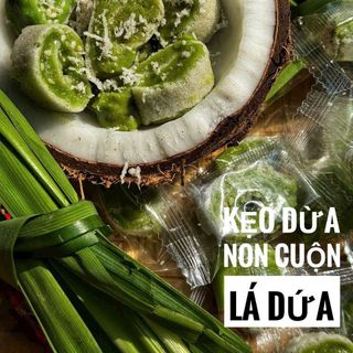 KẸO DỪA NON CUỘN LÁ DỨA MIỀN TÂY - BÉO NGẬY NGẤT, ĂN LÀ MÊ 500G - WINNIE HOUSE