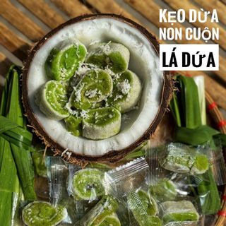 KẸO DỪA NON CUỘN LÁ DỨA MIỀN TÂY - BÉO NGẬY NGẤT, ĂN LÀ MÊ 500G - WINNIE HOUSE