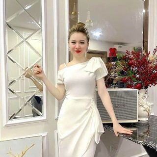 Đầm lệch vai nơ cao cấp - New Fashion