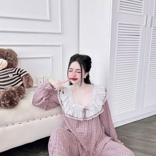 Đồ bộ dài kate xốp đũi thiết kế tiểu thư,bánh bèo