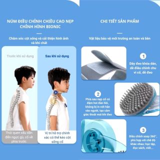 Đai đeo cổ hỗ trợ điều chỉnh chống gù, nẹp cổ có đệm đàn hồi chất liệu silicone an toàn cho bé