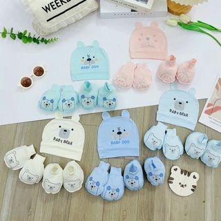 Set mũ tai-bao tay-bao chân in hình - hàng siêu xinh