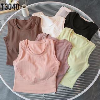 3040 Về lại sll mã siêu siêu hot! Kết hợp dc với chân váy ạ! Croptop tăm gân LULU mút ép rất cao cấp ! 6 màu- ML