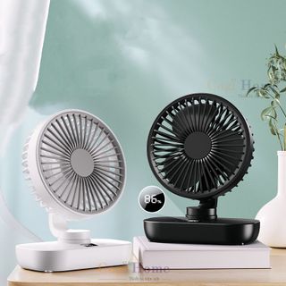 Sỉ Quạt Để Bàn Mini Tích Điện Pin Trâu Để Bàn Văn Phòng Xoay Tự Động Có Màn Hình LED 4 Cấp Độ Gió D606Y