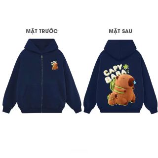 Áo khoác chất thun nỉ CAPYBARA in pét xịn không bong tróc bền chắc, chất nỉ pe dày dặn, nón 2 lớp cùng màu. Giá sỉ - giá bán buôn