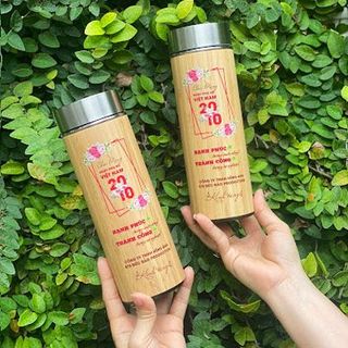 Bình Giữ Nhiệt Vỏ Tre 450ml - In/Khắc Logo Quà Tặng 20/10
