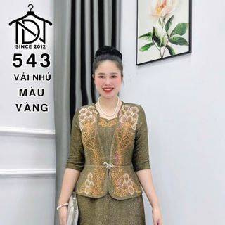Đầm dạ hội trung niên chất liệu thun nhũ co giãn cực tốt. cho mẹ dự tiệc sang trọng bigsize M543