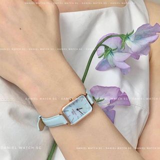 ĐỒNG HỒ NỮ CAO CẤP D.W QUADRO BLUEBELL DÂY DA XANH MẶT CHỮ NHẬT KÈM TEM KÍCH HOẠT ĐIỆN TỬ 2