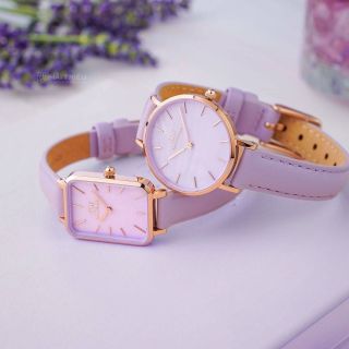 ĐỒNG HỒ NỮ CAO CẤP D.W QUADRO LAVENDER DÂY DA TÍM MẶT CHỮ NHẬT KÈM TEM KÍCH HOẠT ĐIỆN TỬ 2