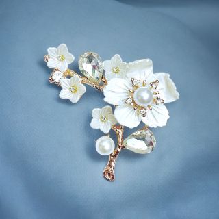 Ghim cài áo hình cành hoa pha lê trắng thời trang thiết kế Riêng dành cho nữ 6.5cm