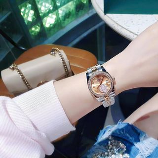 ĐỒNG HỒ NAM NỮ CAO CẤP RÔ LE DÂY THÉP MẶT MÀU KÍNH SAPHIRE VIỀN ĐÁ 2