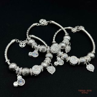 VÒNG TAY BẠC CHARM MIX NHIỀU PHỤ KIỆN