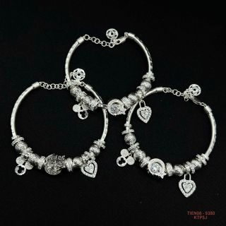 VÒNG TAY BẠC CHARM NHIỀU PHỤ KIỆN XINH