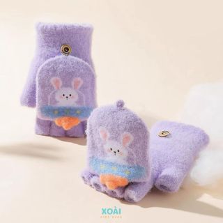[Hot 2024] Găng Tay Hở Ngón Cao Cấp Cho Bé Từ 4 Đến 12 Tuổi Chất Liệu Cotton Mềm Mịn Ấm Áp-GT012