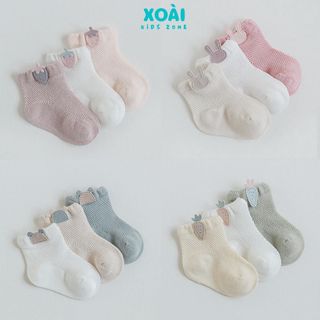 Set 3 Đôi Tất Chất Liệu Lưới Cotton Thoáng Khí Đủ Size Cho Bé Từ 6 Tháng Đến 3 Tuổi - TA006