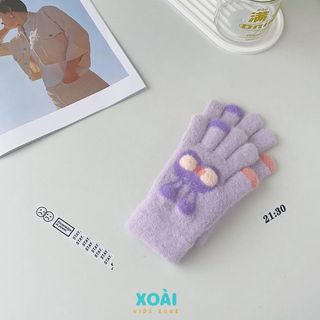 Găng Tay Len Phong Cách Hàn Quốc Cho Bé Đi Học Từ 5 Đến 12 Tuổi Dày Dặn Ấm Áp - GT003