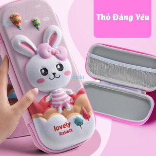 Hộp Bút, Túi Đựng Bút 2 Ngăn Cho Bé Đi Học In Hình 3D Cao Cấp, Chất Liệu Vải Eva Cứng Cáp - HB041