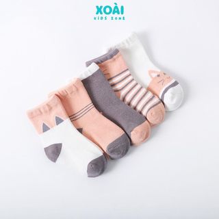 Set 5 Đôi Tất Cho Bé Chất Liệu Cotton Co Giãn Dủ Size Từ 1 đến 8 Tuổi - TA003