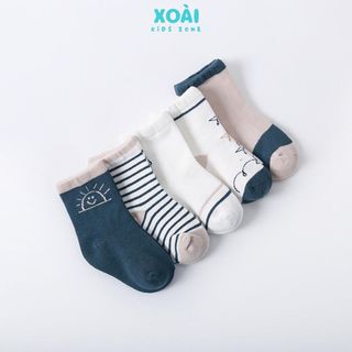 Set 5 Đôi Tất Cho Bé Chất Liệu Cotton Co Giãn Dủ Size Từ 1 đến 8 Tuổi - TA003