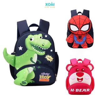 Balo Mầm Non, Balo Trẻ Em Hình Khủng Long,Gấu Dâu, Người Nhện Dễ Thương Cho Bé Từ 1 Đến 3 Tuổi-BL039