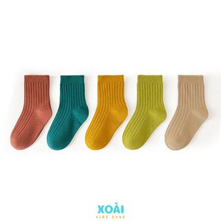 Set 5 Đôi Tất Trơn Cho Bé Chất Len Tăm Mịn Đủ Size 1-12 Tuổi - TA009