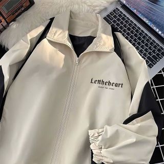 Áo khoác dù in LETTHEHEART cổ bẻ form unisex